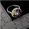 Image 3 : AMETHYST, PERIDOT, LONDON BLUE TOPAZ, MOZAMBIQUE GARNET, RHODOLITE GARNET RING IN 14K WHITE PLATED G