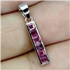 Image 2 : PRINCESS CUT NATURAL RUBY PENDANT IN 14K WHITE PLATED GOLD OVER 925 STERLING SILVER - APPRAISED REPL