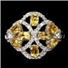 Image 1 : CITRINE RING IN 14K WHITE PLATED GOLD OVER 925 STERLING SILVER -SIZE 9 - APPRAISED REPLACEMENT VALUE