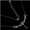 Image 2 : EMERALD AND RUBY NECKLACE IN 14K WHITE PLATED GOLD OVER 925 STERLING SILVER - 18 INCHES LONG - APPRA