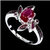 Image 2 : MYANMAR (BURMA) RUBY RING IN 14K WHITE PLATED GOLD OVER 925 STERLING SILVER - SIZE 7 - APPRAISED REP