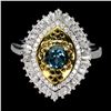 Image 1 : LONDON BLUE TOPAZ RING IN 14K WHITE PLATED GOLD OVER 925 STERLING SILVER - SIZE 8 - APPRAISED REPLAC