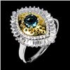 Image 2 : LONDON BLUE TOPAZ RING IN 14K WHITE PLATED GOLD OVER 925 STERLING SILVER - SIZE 8 - APPRAISED REPLAC
