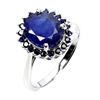 Image 2 : BLUE SAPPHIRE RING IN 14K WHITE PLATED GOLD OVER 925 STERLING SILVER - SIZE 8 - APPRAISED REPLACEMEN
