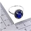 Image 3 : BLUE SAPPHIRE RING IN 14K WHITE PLATED GOLD OVER 925 STERLING SILVER - SIZE 8 - APPRAISED REPLACEMEN