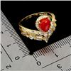Image 3 : ITALIAN CORAL RING IN 14K YELLOW PLATED GOLD OVER 925 STERLING SILVER - SIZE 6.5 - APPRAISED REPLACE