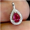 Image 2 : PEAR CUT RUBY PENDANT IN 14K WHITE PLATED GOLD OVER 925 STERLING SILVER - APPRAISED REPLACEMENT VALU