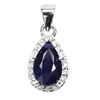 Image 1 : PEAR CUT BLUE SAPPHIRE PENDANT IN 14K WHITE PLATED GOLD OVER 925 STERLING SILVER - APPRAISED REPLACE