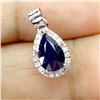 Image 2 : PEAR CUT BLUE SAPPHIRE PENDANT IN 14K WHITE PLATED GOLD OVER 925 STERLING SILVER - APPRAISED REPLACE
