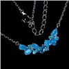 Image 1 : PEAR CUT BLUE OPAL NECKLACE IN 14K WHITE PLATED GOLD OVER 925 STERLING SILVER - 19 INCHES LONG - APP