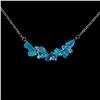 Image 2 : PEAR CUT BLUE OPAL NECKLACE IN 14K WHITE PLATED GOLD OVER 925 STERLING SILVER - 19 INCHES LONG - APP