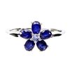 Image 1 : FLOWER SHAPED BLUE SAPPHIRE RING IN 14K WHITE PLATED GOLD OVER 925 STERLING SILVER â€[x=#82