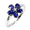 Image 2 : FLOWER SHAPED BLUE SAPPHIRE RING IN 14K WHITE PLATED GOLD OVER 925 STERLING SILVER â€[x=#82