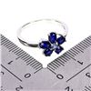 Image 3 : FLOWER SHAPED BLUE SAPPHIRE RING IN 14K WHITE PLATED GOLD OVER 925 STERLING SILVER â€[x=#82