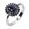 Image 2 : BLUE SAPPHIRE RING IN 14K WHITE PLATED GOLD OVER 925 STERLING SILVER - SIZE 7 - APPRAISED REPLACEMEN