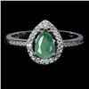Image 1 : PEAR CUT EMERALD RING IN 14K WHITE PLATED GOLD OVER 925 STERLING SILVER - SIZE 7 - APPRAISED REPLACE