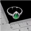 Image 3 : PEAR CUT EMERALD RING IN 14K WHITE PLATED GOLD OVER 925 STERLING SILVER - SIZE 7 - APPRAISED REPLACE