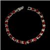 Image 1 : OVAL CUT RUBY BRACELET IN 14K WHITE PLATED GOLD OVER 925 STERLING SILVER - 7 INCHES LONG - APPRAISED