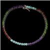 Image 1 : COLORED AMETHSYT, CHROME DIOPSIDE, MOZAMBIQUE GARNET AND PARAIBA BLUE TOPAZ BRACELET IN 14K WHITE PL