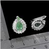 Image 3 : PEAR CUT EMERALD EARRINGS IN 14K WHITE PLATED GOLD OVER 925 STERLING SILVER - APPRAISED REPLACEMENT 