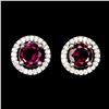Image 1 : RHODOLITE GARNET EARRINGS IN 14K WHITE PLATED GOLD OVER 925 STERLING SILVER - APPRAISED REPLACEMENT 
