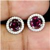 Image 2 : RHODOLITE GARNET EARRINGS IN 14K WHITE PLATED GOLD OVER 925 STERLING SILVER - APPRAISED REPLACEMENT 