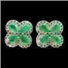 Image 1 : EMERALD EARRINGS IN 14K WHITE PLATED GOLD OVER 925 STERLING SILVER - APPRAISED REPLACEMENT VALUE
