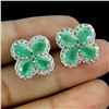 Image 2 : EMERALD EARRINGS IN 14K WHITE PLATED GOLD OVER 925 STERLING SILVER - APPRAISED REPLACEMENT VALUE
