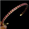 Image 1 : RUBY BANGLE IN 14K YELLOW PLATED GOLD OVER 925 STERLING SILVER - 5.9 INCHES -  APPRAISED REPLACEMENT