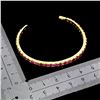 Image 3 : RUBY BANGLE IN 14K YELLOW PLATED GOLD OVER 925 STERLING SILVER - 5.9 INCHES -  APPRAISED REPLACEMENT