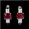 Image 1 : RUBY AND BLACK SPINEL EARRINGS IN 14K WHITE PLATED GOLD OVER 925 STERLING SILVER - APPRAISED REPLACE