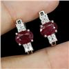 Image 2 : RUBY AND BLACK SPINEL EARRINGS IN 14K WHITE PLATED GOLD OVER 925 STERLING SILVER - APPRAISED REPLACE