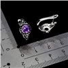 Image 3 : AMETHYST AND BLACK SPINEL EARRINGS IN 14K WHITE PLATED GOLD OVER 925 STERLING SILVER - APPRAISED REP