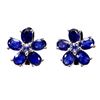 Image 1 : BLUE SAPPHIRE AND TANZANITE EARRINGS IN 14K WHITE PLATED GOLD OVER 925 STERLING SILVER - APPRAISED R