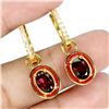 Image 2 : MOZAMBIQUE GARNET EARRINGS IN 14K YELLOW PLATED GOLD OVER 925 STERLING SILVER - APPRAISED REPLACEMEN