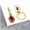 Image 3 : MOZAMBIQUE GARNET EARRINGS IN 14K YELLOW PLATED GOLD OVER 925 STERLING SILVER - APPRAISED REPLACEMEN