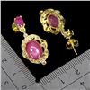 Image 3 : RUBY EARRINGS IN 14K YELLOW PLATED GOLD OVER 925 STERLING SILVER - APPRAISED REPLACEMENT VALUE