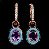 Image 1 : OVAL CUT AMETHYST EARRINGS IN 14K ROSE PLATED GOLD OVER 925 STERLING SILVER - APPRAISED REPLACEMENT 