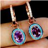 Image 2 : OVAL CUT AMETHYST EARRINGS IN 14K ROSE PLATED GOLD OVER 925 STERLING SILVER - APPRAISED REPLACEMENT 