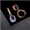 Image 3 : OVAL CUT AMETHYST EARRINGS IN 14K ROSE PLATED GOLD OVER 925 STERLING SILVER - APPRAISED REPLACEMENT 