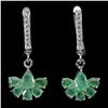 Image 1 : EMERALD EARRIBGS IN 14K WHITE PLATED GOLD OVER 925 STERLING SILVER - APPRAISED REPLACEMENT VALUE