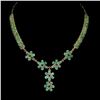 Image 1 : EMERALD AND RUBY NECKLACE IN 14K YELLOW PLATED GOLD OVER 925 STERLING SILVER - 17 INCHES LONG - APPR