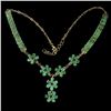 Image 2 : EMERALD AND RUBY NECKLACE IN 14K YELLOW PLATED GOLD OVER 925 STERLING SILVER - 17 INCHES LONG - APPR