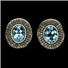Image 1 : SKY BLUE TOPAZ AND SAPPHIRE EARRINGS IN 14K WHITE PLATED GOLD OVER 925 STERLING SILVER - APPRAISED R