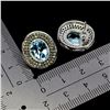 Image 3 : SKY BLUE TOPAZ AND SAPPHIRE EARRINGS IN 14K WHITE PLATED GOLD OVER 925 STERLING SILVER - APPRAISED R