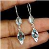 Image 2 : PEAR CUT SKY BLUE TOPAZ EARRINGS IN 14K WHITE PLATED GOLD OVER 925 STERLING SILVER - APPRAISED REPLA