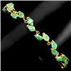 Image 2 : PEAR CUT EMERALD BRACELET IN 14K YELLOW PLATED GOLD OVER 925 STERLING SILVER - APPRAISED REPLACEMENT