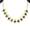 Image 1 : AMETHYST AND CHROME DIOPSIDE NECKLACE IN 14K YELLOW PLATED GOLD OVER 925 STERLING SILVER - 18 INCHES