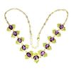 Image 2 : AMETHYST AND CHROME DIOPSIDE NECKLACE IN 14K YELLOW PLATED GOLD OVER 925 STERLING SILVER - 18 INCHES