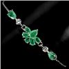 Image 1 : EMERALD BRACELET IN 14K WHITE PLATED GOLD OVER 925 STERLING SILVER - 7 INCHES LONG - APPRAISED REPLA